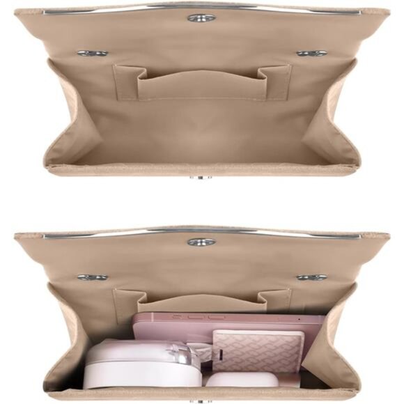 Formal Bags Suede Shoulder Envelope Handbags Khaki - Picture 4 of 7